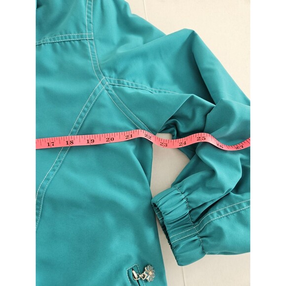 Alfred Dunner Womens Jacket S Aqua Windbreaker Lined Long Sleeve Zip 90's Daisy - Picture 9 of 9